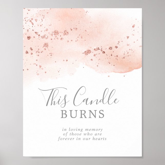 Poster Aquarelle or rose Cette bougie brûle signe (Devant)