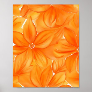 Poster Aquarelle orange floral botanique dynamique