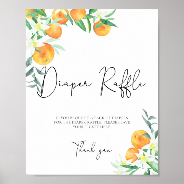Poster Aquarelle oranges diaper tombole (Devant)