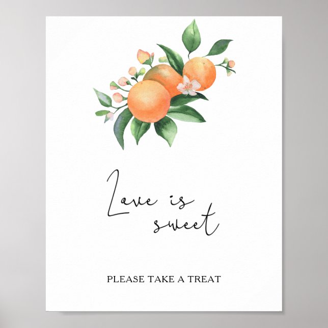 Poster Aquarelle oranges - l'amour est doux, prenez une f (Devant)