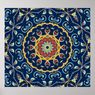 Poster Aquarelle orientale moquette Mandala florale