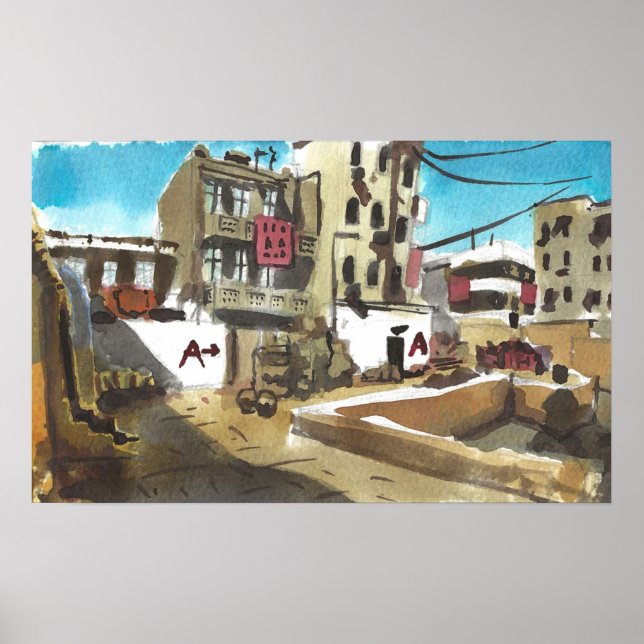 Poster Aquarelle originale de Dust 2 CSGO (Devant)
