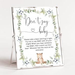 Poster Aquarelle ours Ne pas dire jeu de baby shower Post