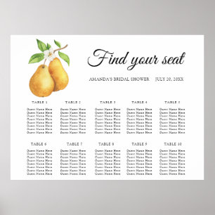 Poster Aquarelle paire poires Mariage