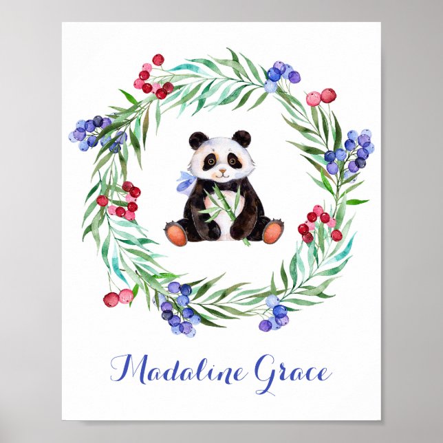Poster Aquarelle Panda Nursery Art (Devant)