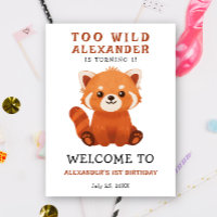 Aquarelle Panda roux mignon 1er anniversaire