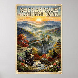 Poster Aquarelle Parc national de Shenandoah Rétro
