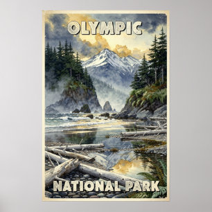 Poster Aquarelle Parc national Olympique Rétro