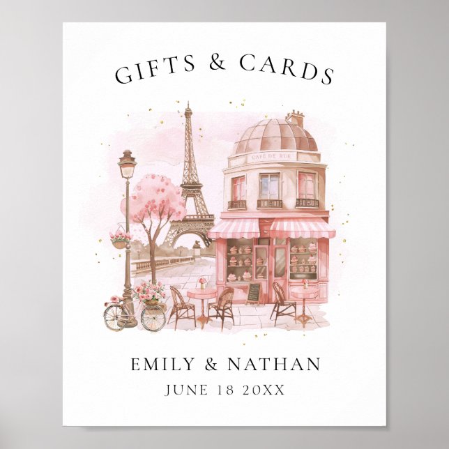 Poster Aquarelle Paris Café Baby shower Cadeaux & Cartes (Devant)