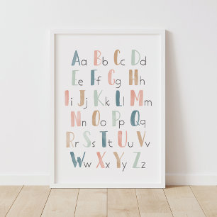Poster Aquarelle Pastel Alphabet ABC Classroom Decor