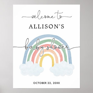Poster Aquarelle pastel arc-en-ciel signe de bienvenue
