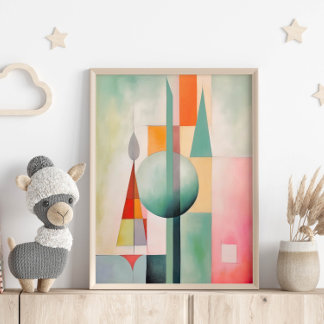 Poster Aquarelle Pastel Art Abstrait Mur