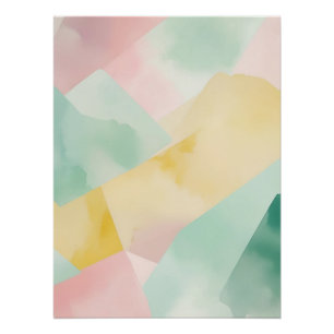 Poster Aquarelle Pastel minimaliste avec formes géométriq