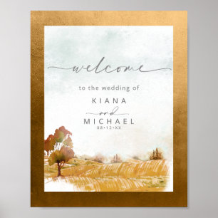 Poster Aquarelle Paysage Mariage Bienvenue Automne ID786