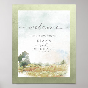 Poster Aquarelle Paysage Mariage Bienvenue Sage ID786