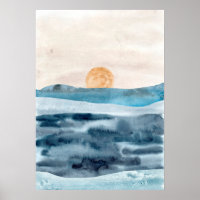 Aquarelle paysage marin abstrait Art moderne océan