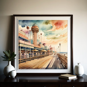 Poster Aquarelle Peinture Boardwalk été 1:1
