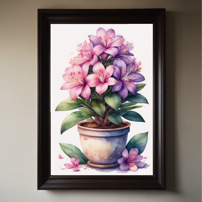 Poster Aquarelle Peinture d'Azalea en Pot Purple II (Créateur téléchargé)