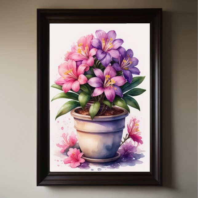 Poster Aquarelle Peinture d'Azalea en Pot Purple III (Créateur téléchargé)