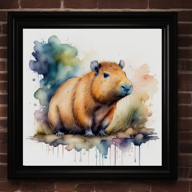Poster Aquarelle Peinture de Capybara 1:1 (Créateur téléchargé)