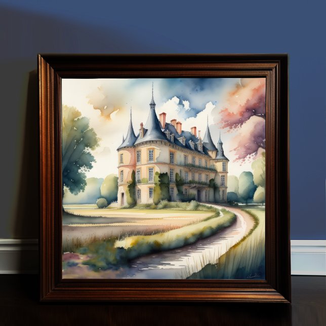 Poster Aquarelle Peinture de Château Français (Créateur téléchargé)