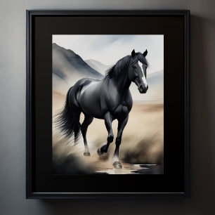 Poster Aquarelle Peinture de cheval