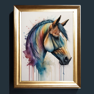 Poster Aquarelle Peinture de cheval