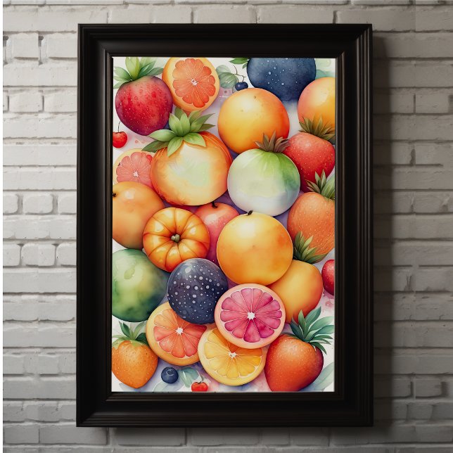 Poster Aquarelle Peinture de fruits assortés (Créateur téléchargé)