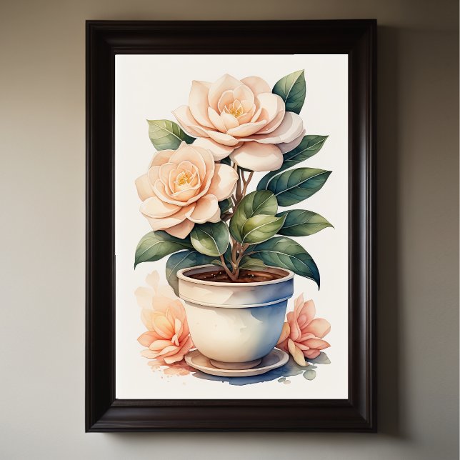 Poster Aquarelle Peinture de Gardenia en Pot (Créateur téléchargé)