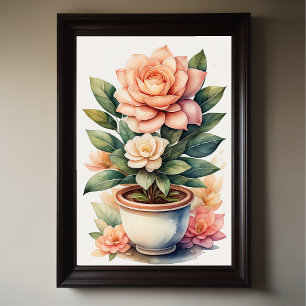 Poster Aquarelle Peinture de Gardenia en Pot II