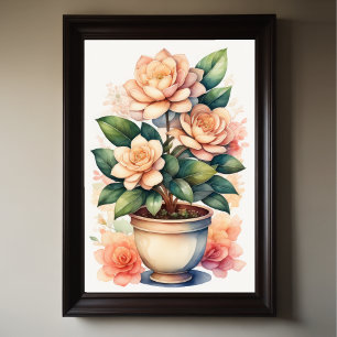 Poster Aquarelle Peinture de Gardenia en Pot III
