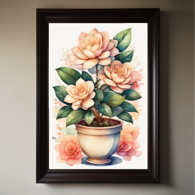 Poster Aquarelle Peinture de Gardenia en Pot III (Créateur téléchargé)
