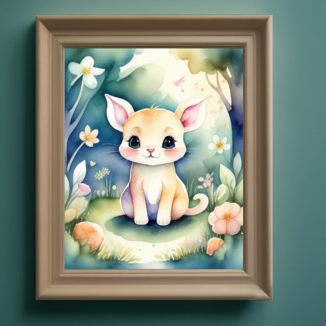 Poster Aquarelle Peinture de Kawaii Chibi Créature III (Créateur téléchargé)