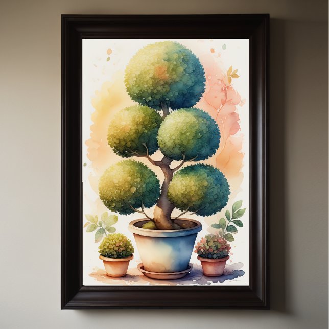 Poster Aquarelle Peinture de l'arbre opiaire dans le poin (Créateur téléchargé)