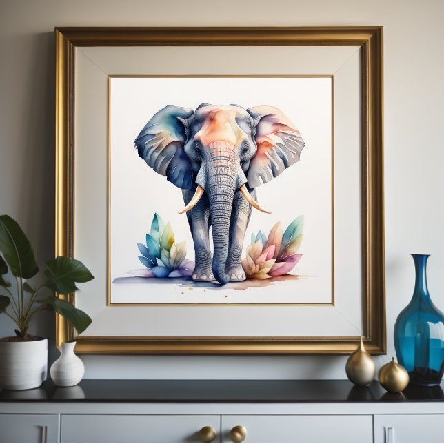 Poster Aquarelle Peinture de l'éléphant 1:1 (Créateur téléchargé)