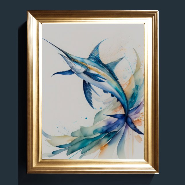 Poster Aquarelle Peinture de l'espadon (Créateur téléchargé)