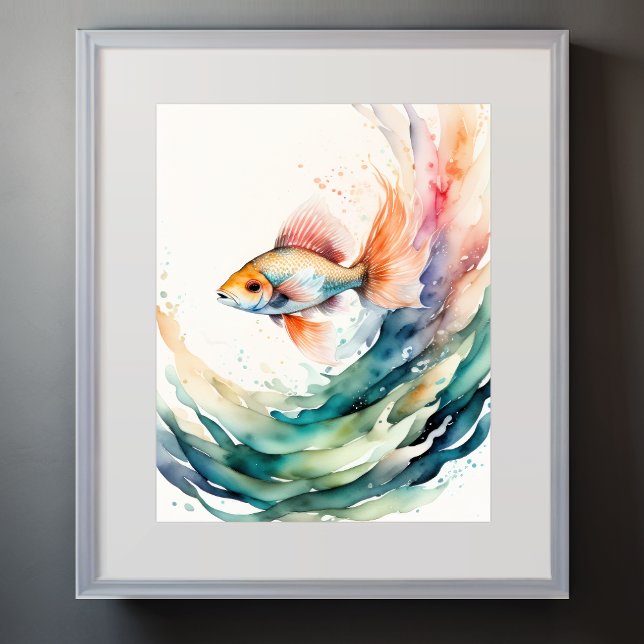 Poster Aquarelle Peinture de poisson (Créateur téléchargé)