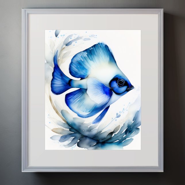 Poster Aquarelle Peinture de poisson bleu (Créateur téléchargé)