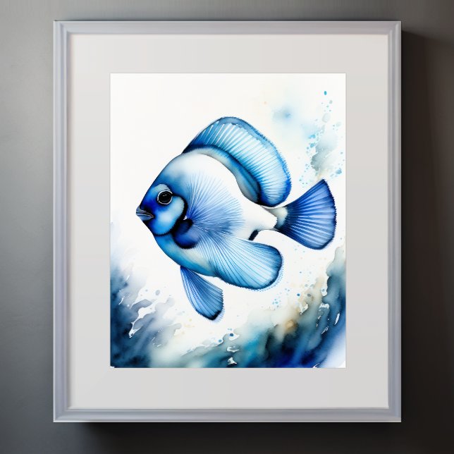 Poster Aquarelle Peinture de poisson bleu II (Créateur téléchargé)