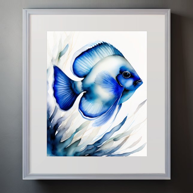 Poster Aquarelle Peinture de poisson bleu III (Créateur téléchargé)