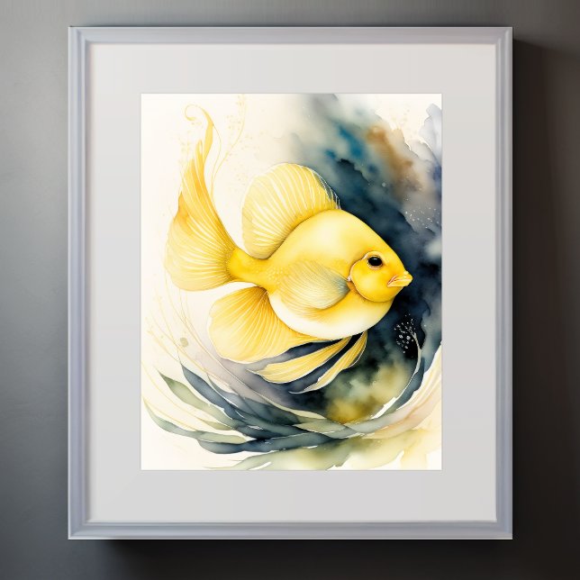 Poster Aquarelle Peinture de poisson jaune II (Créateur téléchargé)