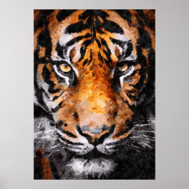 Poster Aquarelle Peinture de Tiger Head