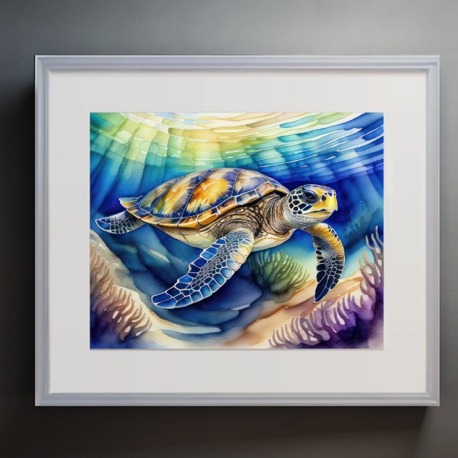 Poster Aquarelle Peinture de tortue de mer colorée V (Créateur téléchargé)