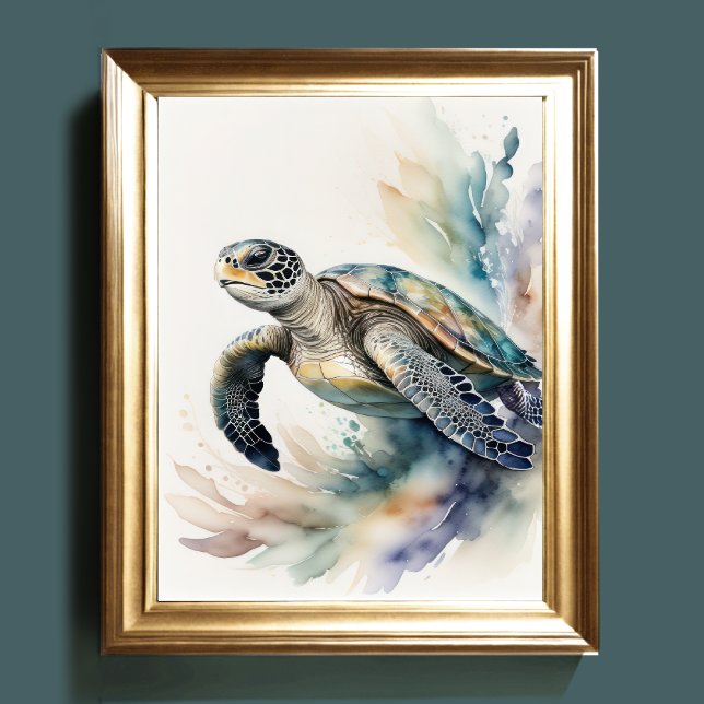 Poster Aquarelle Peinture de tortues marines Couleurs pou (Créateur téléchargé)