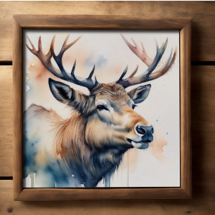 Poster Aquarelle Peinture d'Elk
