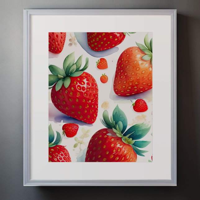 Poster Aquarelle Peinture des fraises II (Créateur téléchargé)