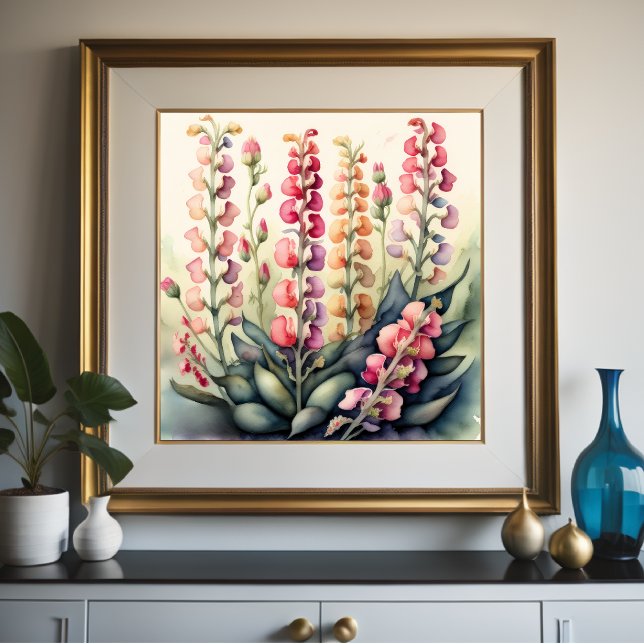 Poster Aquarelle Peinture des Snapdragons (Créateur téléchargé)