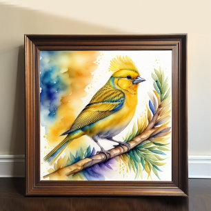 Poster Aquarelle Peinture d'Oiseau Jaune 1:1