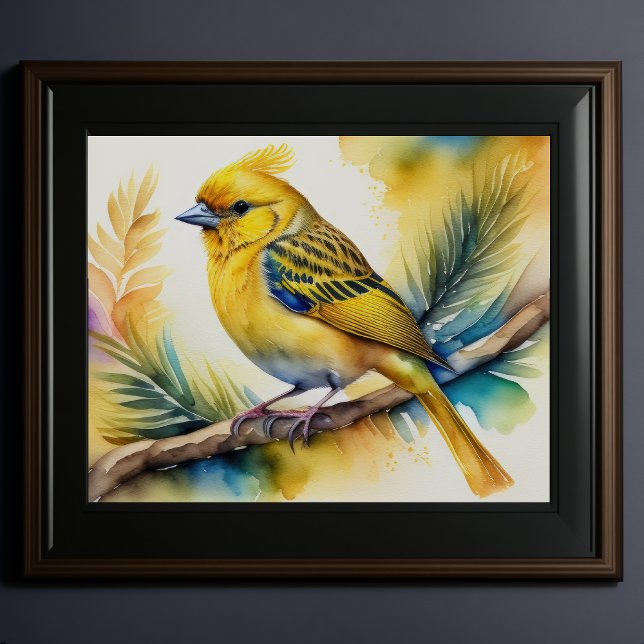 Poster Aquarelle Peinture d'oiseaux jaunes 5:4 (Créateur téléchargé)