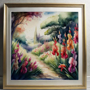 Poster Aquarelle Peinture du paysage de Gladiolus